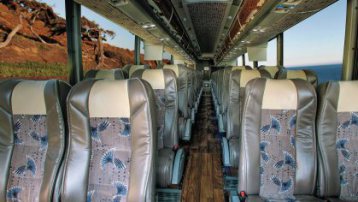 Interior of a charter bus